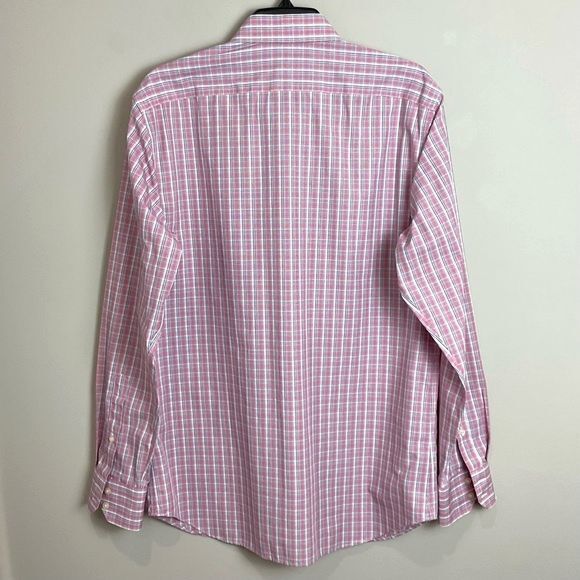 Banana Republic Pink Plaid Shirt Non Iron Slim Fit Button Front Men’s Sz Med - Picture 4 of 4